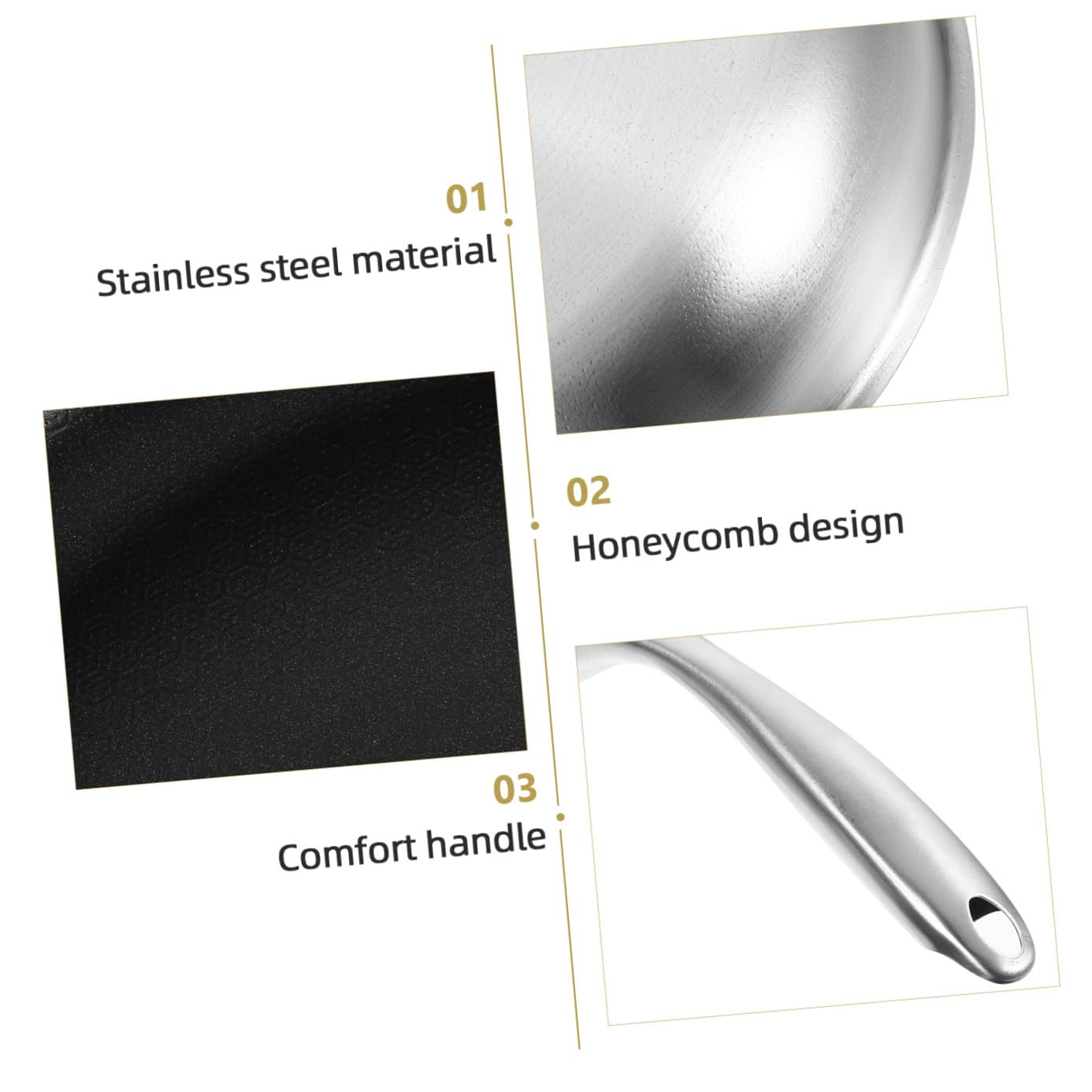 Padella Antiaderente Per Uova 30 Cm in Acciaio Inox a Nido D’ape Manico Ergonomico, Leggera e Resistente Per Piani Cottura a Induzione, Elettrici e a Fiamma, Per Colazione e Uso Quotidiano