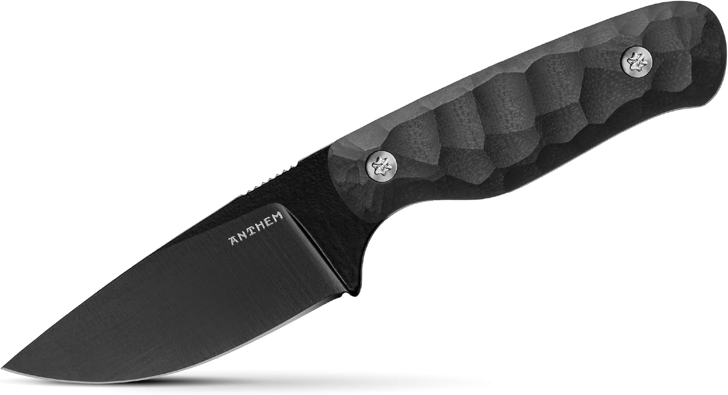 Anthem Knives The Mule: Fixed Blade Knife, 52100 Steel Drop Point, Compact EDC Knife with Kydex Sheath for Hunting, Outdoor, Everyday Carry – Made in USA [Black/Black]