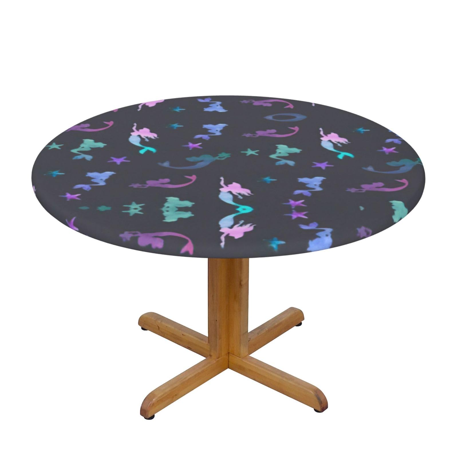 Nappe ronde sirène colorée et imperméable pour table de 100 à 120 cm