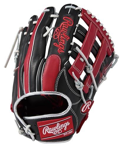 ローリングス(Rawlings) 野球用 グラブ グローブ ソフトボール用 男子専用 HYPER TECH COLORS for MEN GS5FHTCY719 オールラウンド用 ブラック/スカーレット 12.75インチ ※左投げ用