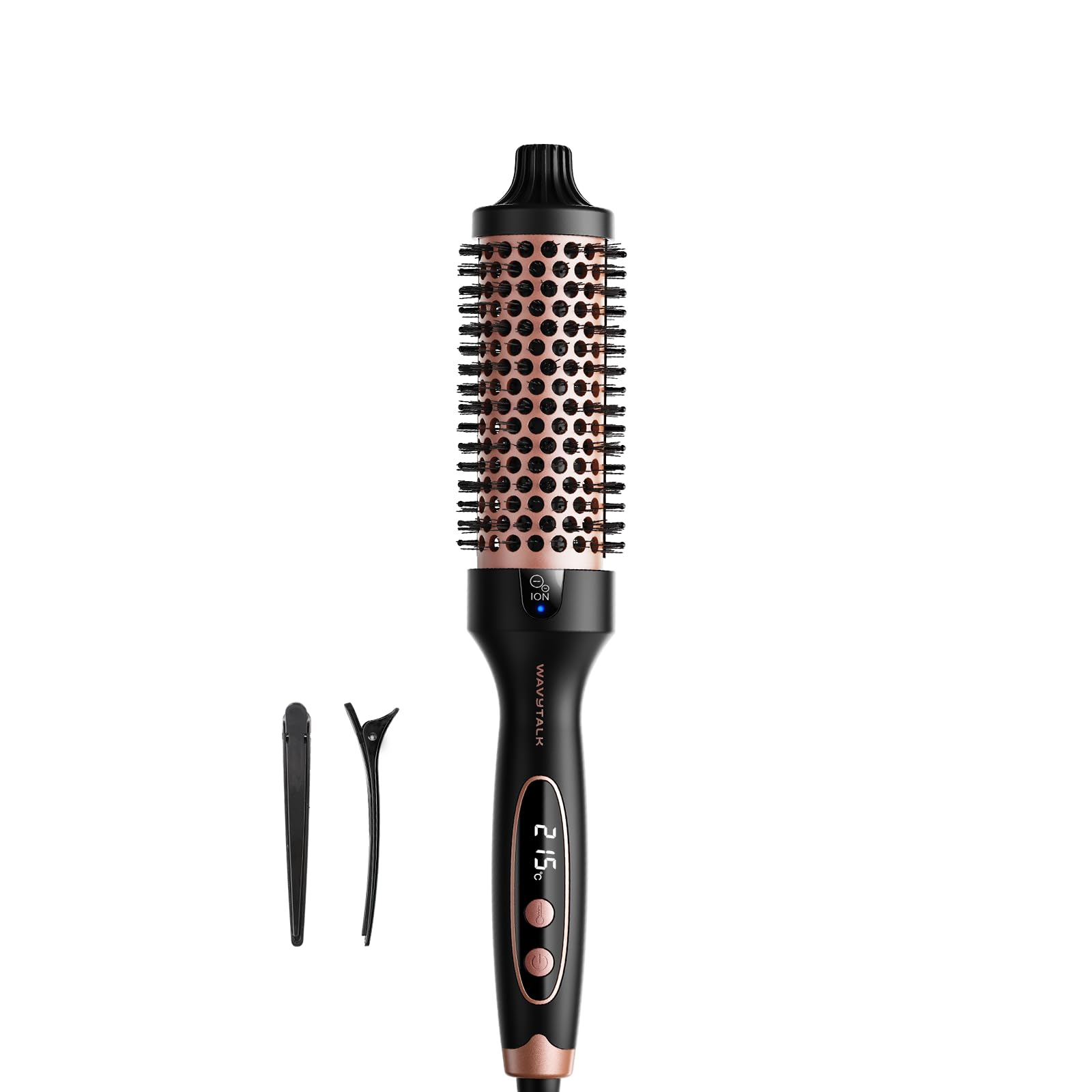 Wavytalk Thermobürste, Thermal Brush Blowout Boost Ionische Lockenbürste, Macht Haar Glatt und Glänzend, 5 Temperaturstufen, Haar schonend, 38mm Fass, Doppelspannung, Eurostecker, Roségold