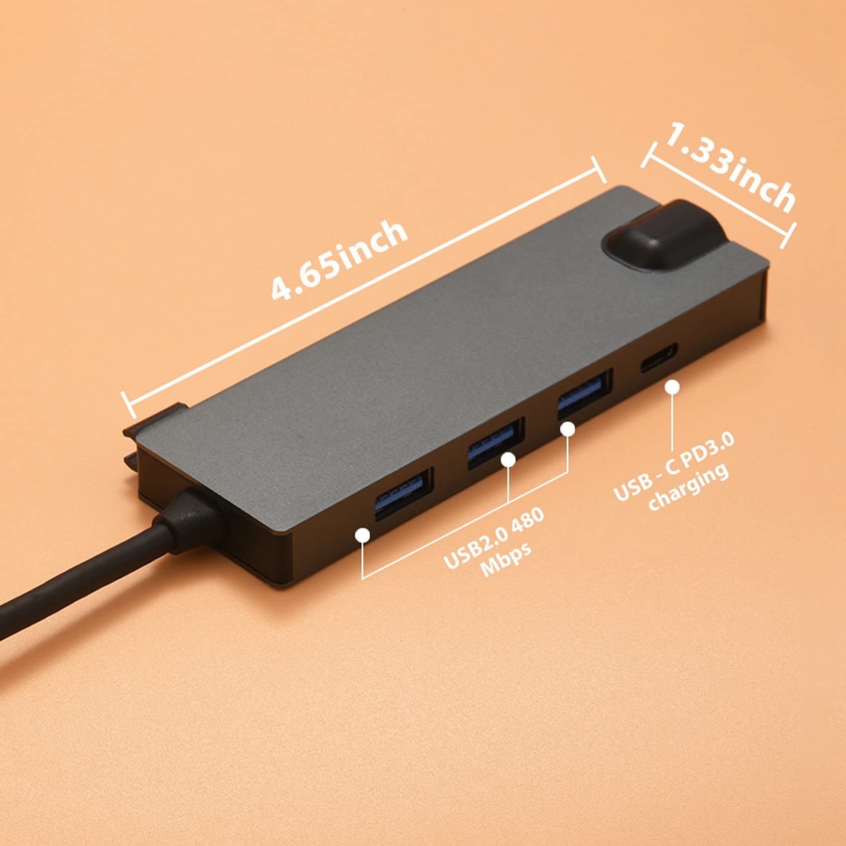 USB C Hub Adattatore multiporta con 3 USB2.0 PD3.0 Ricarica rapida SD/TF -Compatibile RJ45 1000M Docking Station