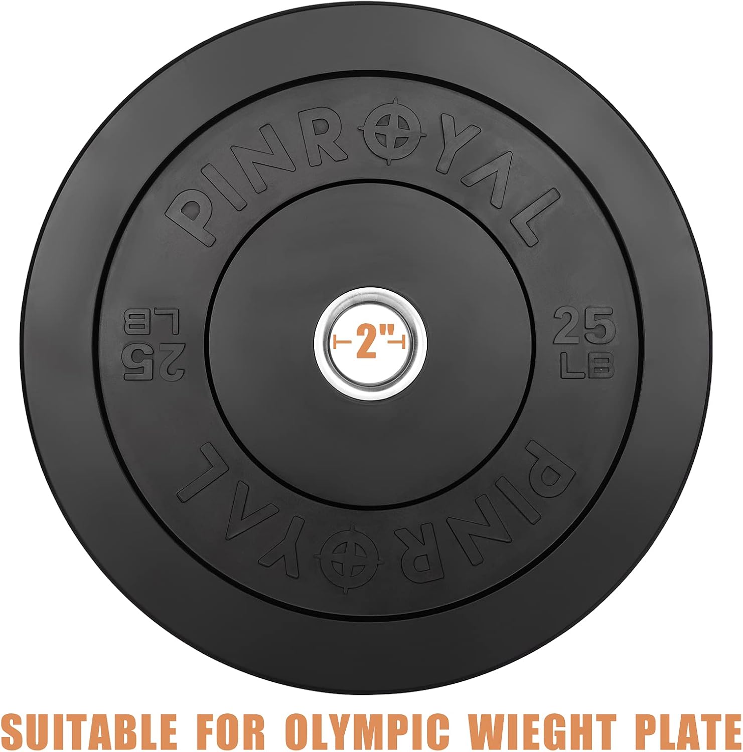 PINROYAL Bumper Plate 25LB, Olympic Weight Plate with 2 inch Stainless Steel Hub, Rubber Barbell Weights to Protect Floor, Smooth Strength Training Plate to Protect Bar from Scratches, Single : Sports & Outdoors