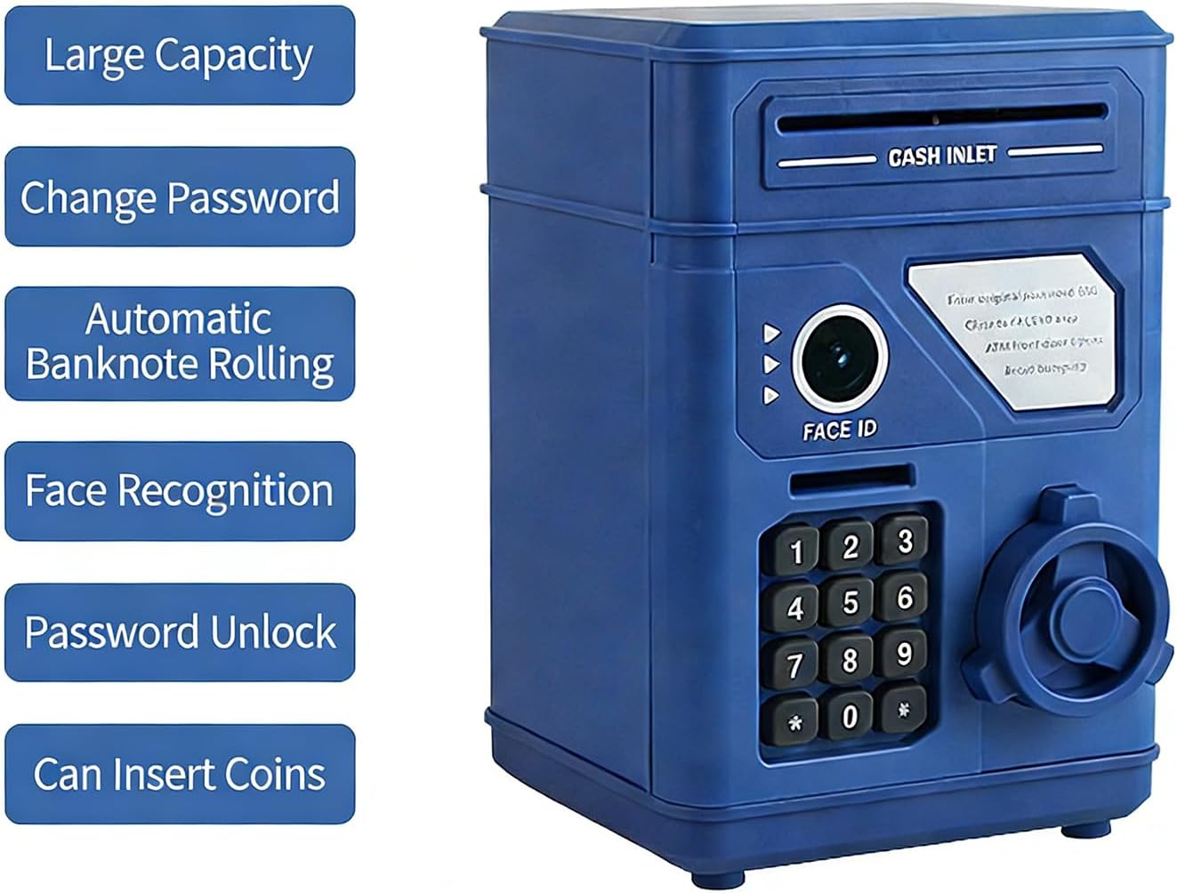 Smart Money Banks with Faces Recognition Technology and Automatic Coin Slot for Exclude Battery Toy Institution with Passcode