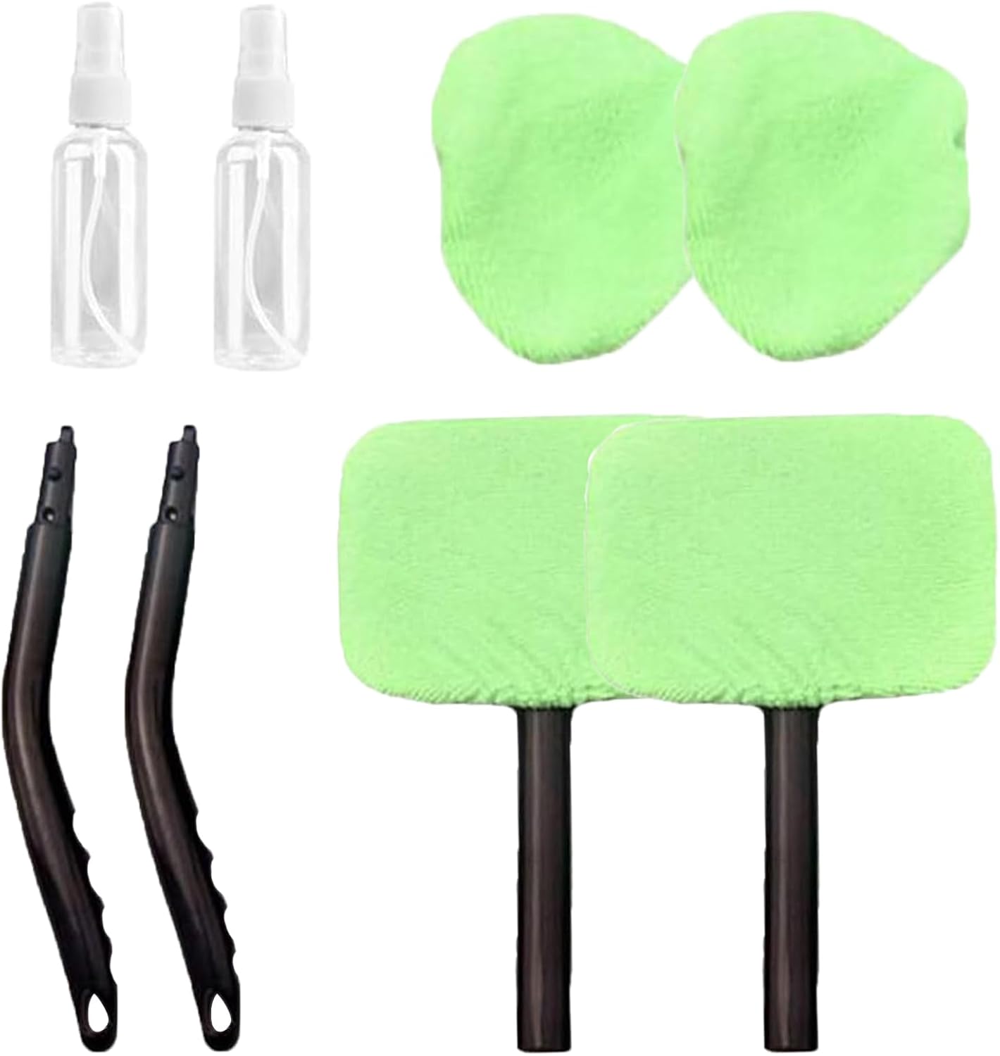 Windshield Window Cleaner Tool, 2024 New Windshield Window Cleaner Tool, Expandable Car Wiper Cleaner Glass Brush Windshield Squeegees Kit with Microfiber Pads and Spray Bottles (3, Green)