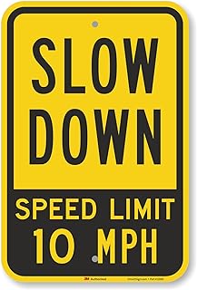 SmartSign 18 x 12 inch â€œSlow Down - Speed Limit 10 MPHâ€ Metal Sign, 63 mil Aluminum, 3M Laminated Engineer Grade Reflective Material, Black and Yellow