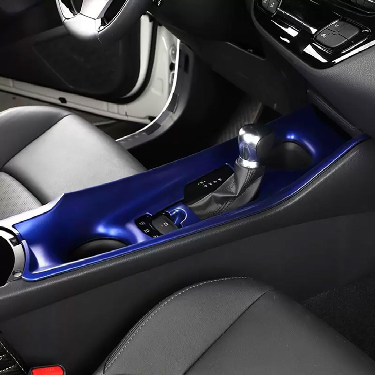 Gear Shift Panel Cover Compatible with Toyota C-HR CHR 2022 2021 2020 2019 2018 Gear Shift Console Panel Trim Cup Holder Frame Trim Interior Car Accessories 2PC(Blue)