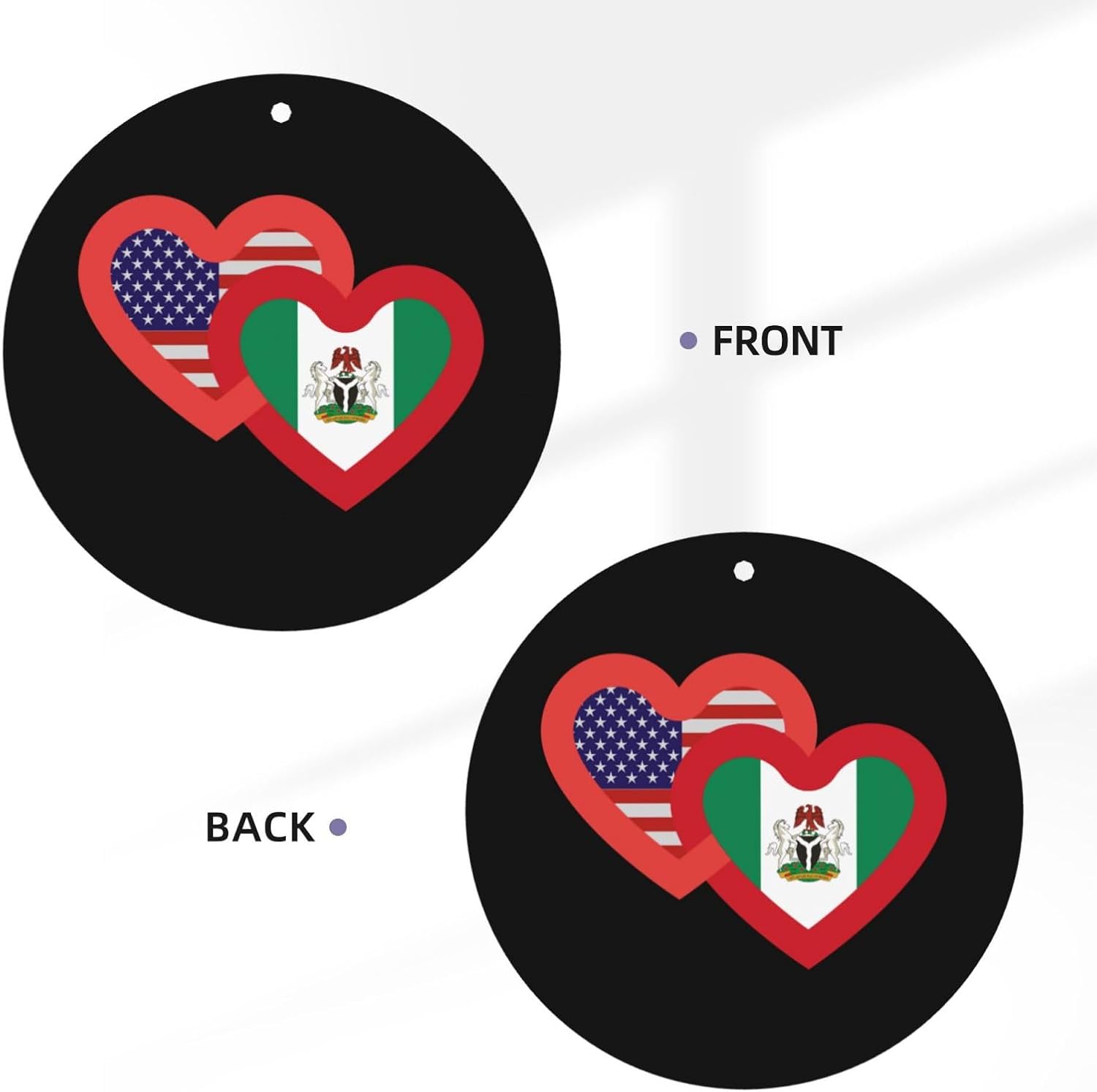 100 PCS Hearts America and Nigeria Car Air Fresheners Cards Set, Multi-Pack Scented Cards, Long-Lasting Auto Fragrance Cards for Vehicle, Home & Office Round Shape