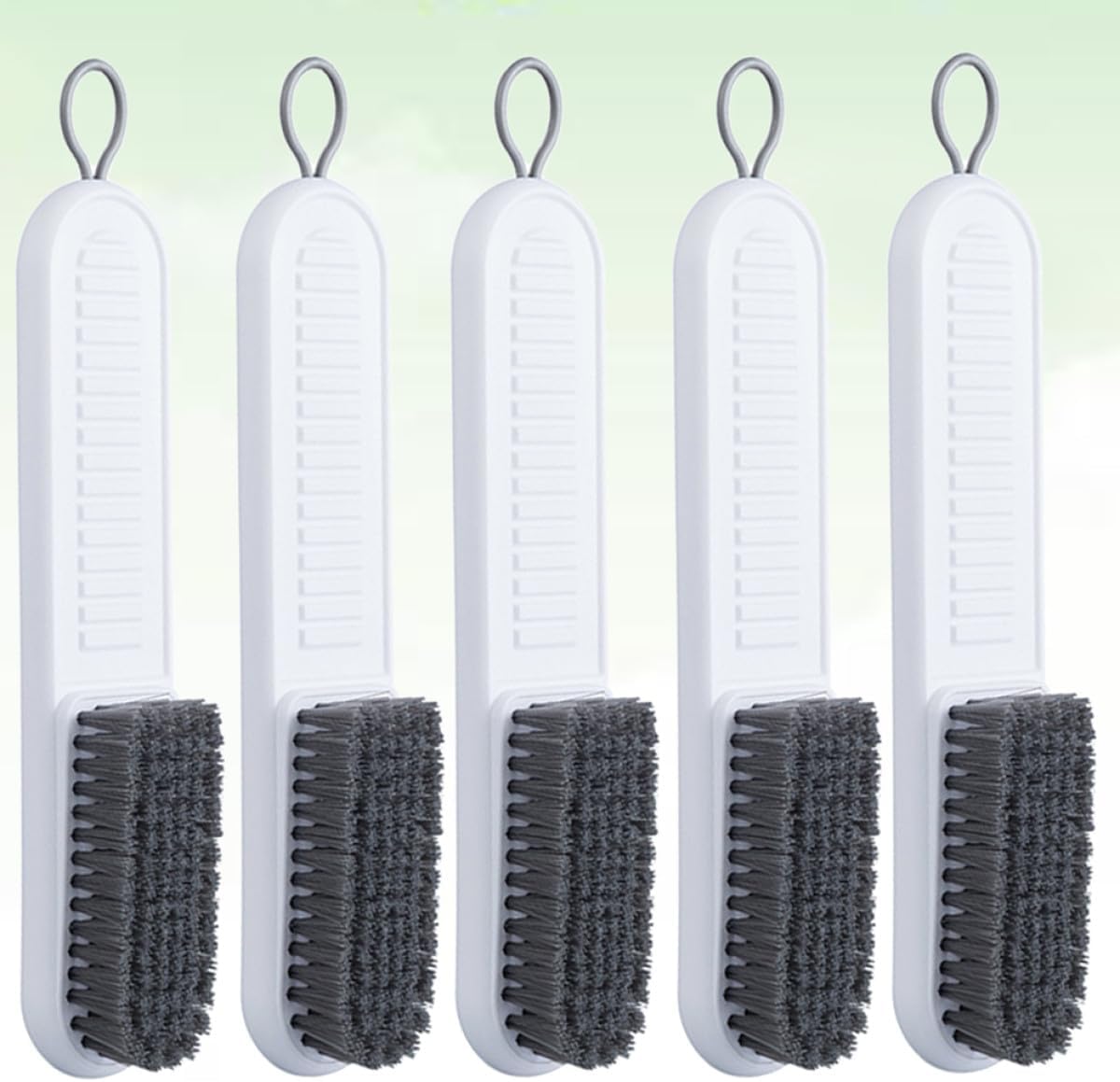 LIOOBO 5 Pcs Soft Bristle Shoe Brush Long Handle Laundry Scrubbing Brush for Household and Travel Clothes and Shoes Cleaning White