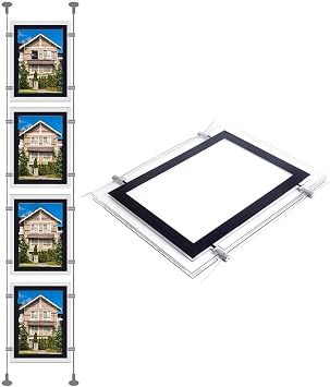 HKSIGN-A4 Led Picture Frame Real Estate Agent Window Hangings Backlit Poster Frame for Business Sign Holder 4pcs A4 a Row, Portrait-Vertical