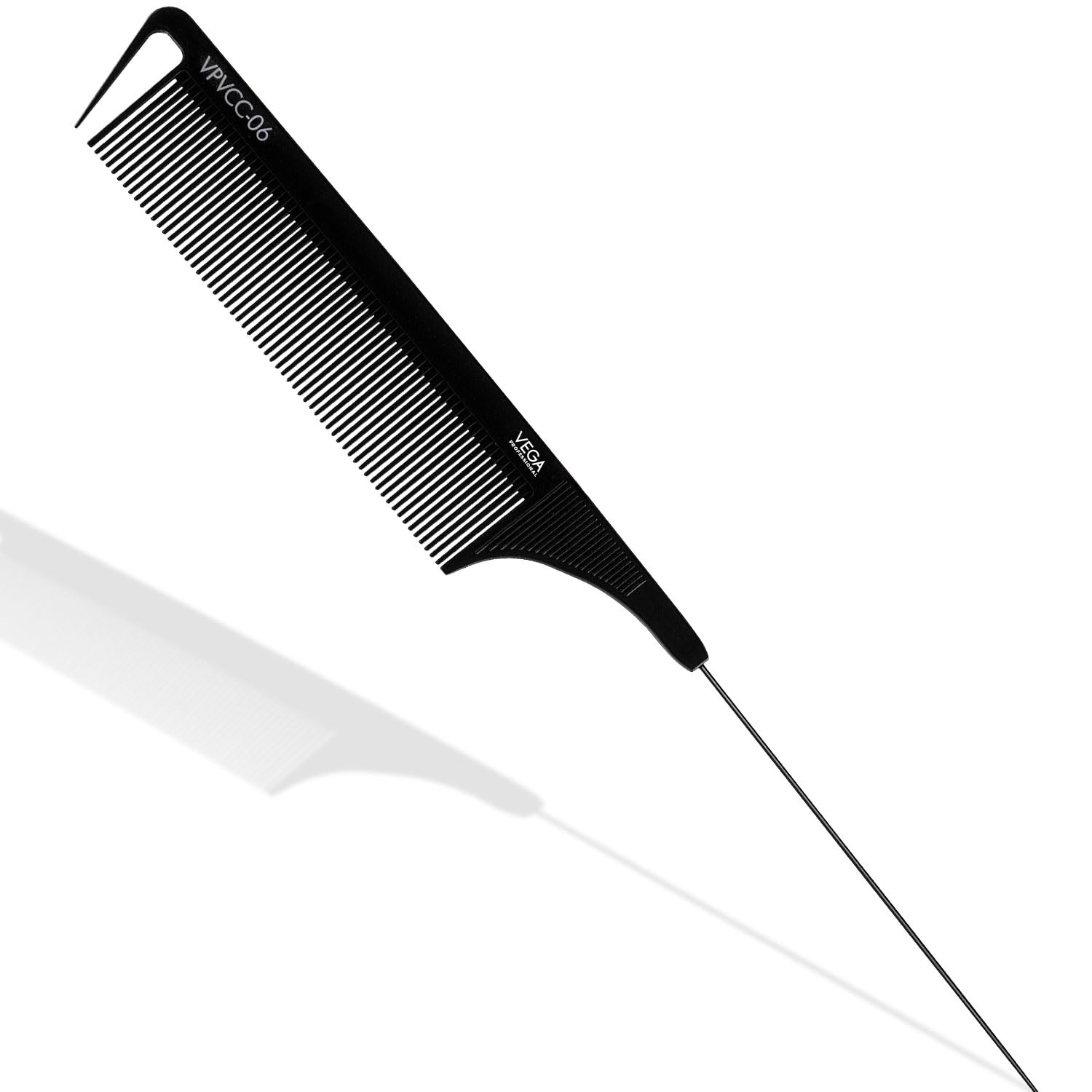 VEGA PROFESSIONAL Pin Tail Comb Wide Teeth (Carbon Anti-Static Black Line Hair Comb), (VPVCC-06)-picture-23
