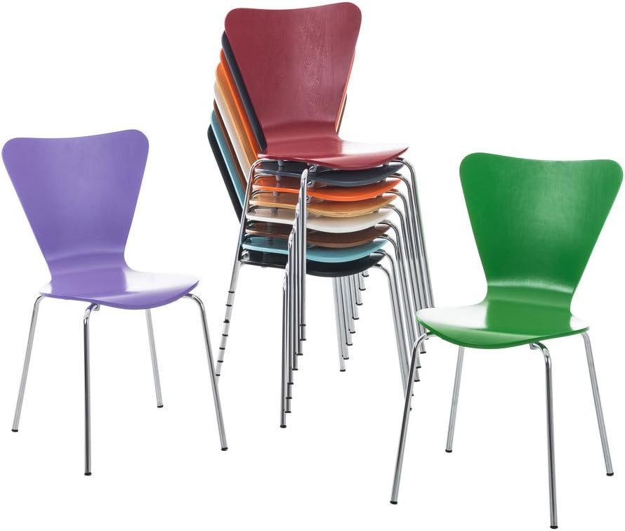 Multiple colored CLP Calisto chairs stacked and unstacked
