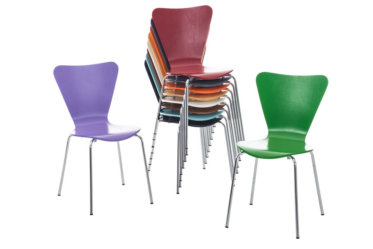 CLP Lot de 4 Chaises Empilables Calisto I Chaise De Visiteur avec Piètement Stable en Métal Chromé I Chaise pour Zone D'Attente, Couleur:Blanc