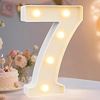 Vista 73 de Pooqla Letras y Números Decorativos con Luces LED, Letras y Números de Neón de Plástico Blanco para Decoración de Fiestas, Bodas, Funciona