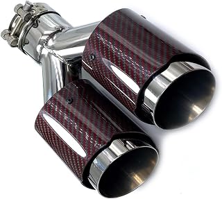 WITTSY Silenciador De Tubo De Escape Universal para Coche, Punta Roja De Fibra De Carbono, Silenciador De Punta De Escape De Acero Inoxidable para Coche