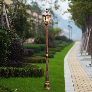Outdoor Lamp Post Light,IP54 Waterproof Outdoor High Pole Lawn Street Post Light European Victorian Victorian Victorian Retro External Glass Lantern P (Height 220cm)