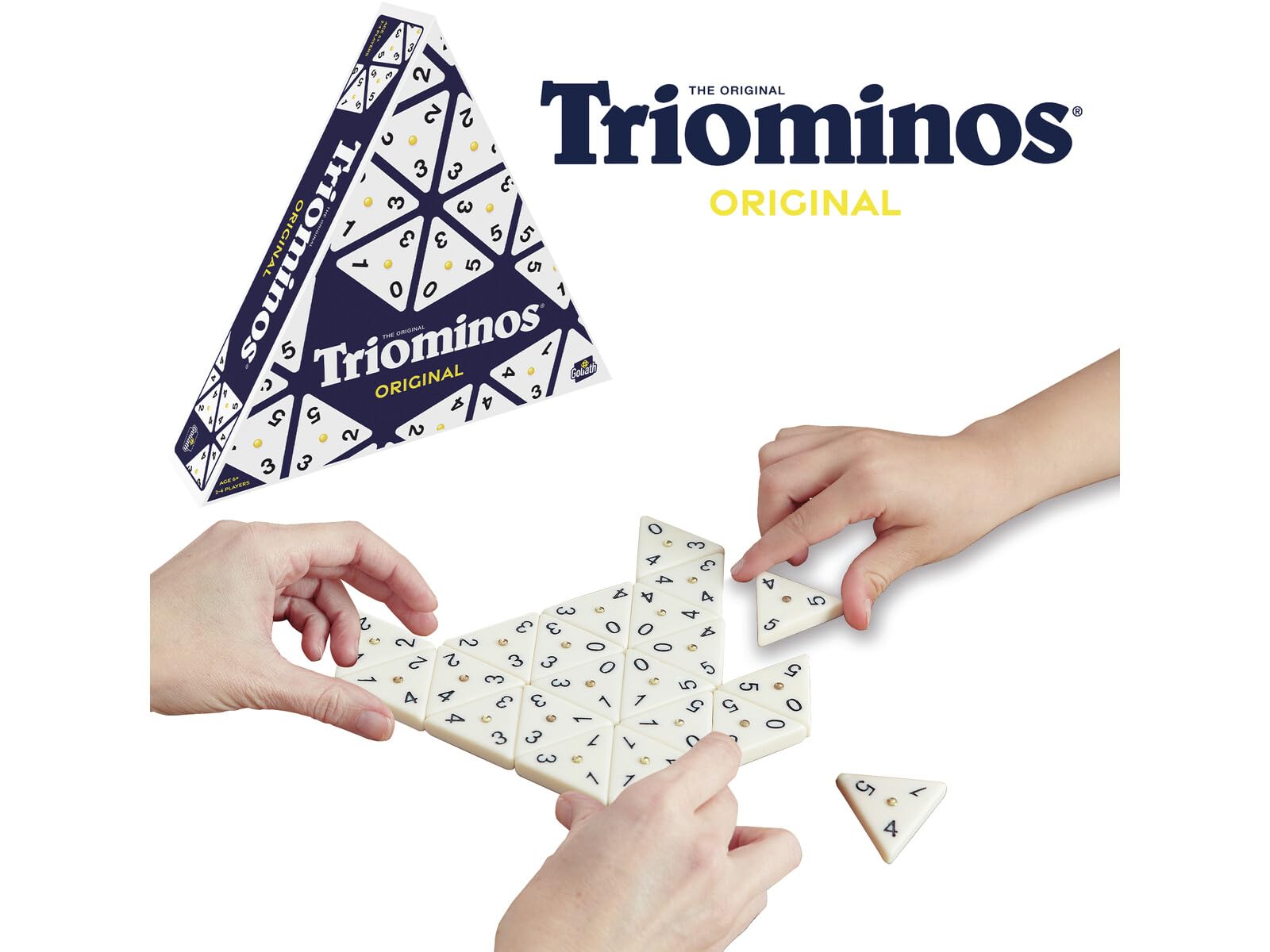 Triominos Original - Strategiczna gra planszowa dla rodziny i dzieci od 6 lat - Trójkątna gra domino - Klasyk od 50 lat - 2-4 graczy - 30 min