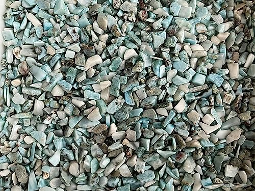 Image of 2 oz Lot Natural Semi Tumbled Larimar Gemstone Chips, Larimar Crushed Mini Crystals, Undrilled Crystal Chips (Larimar)