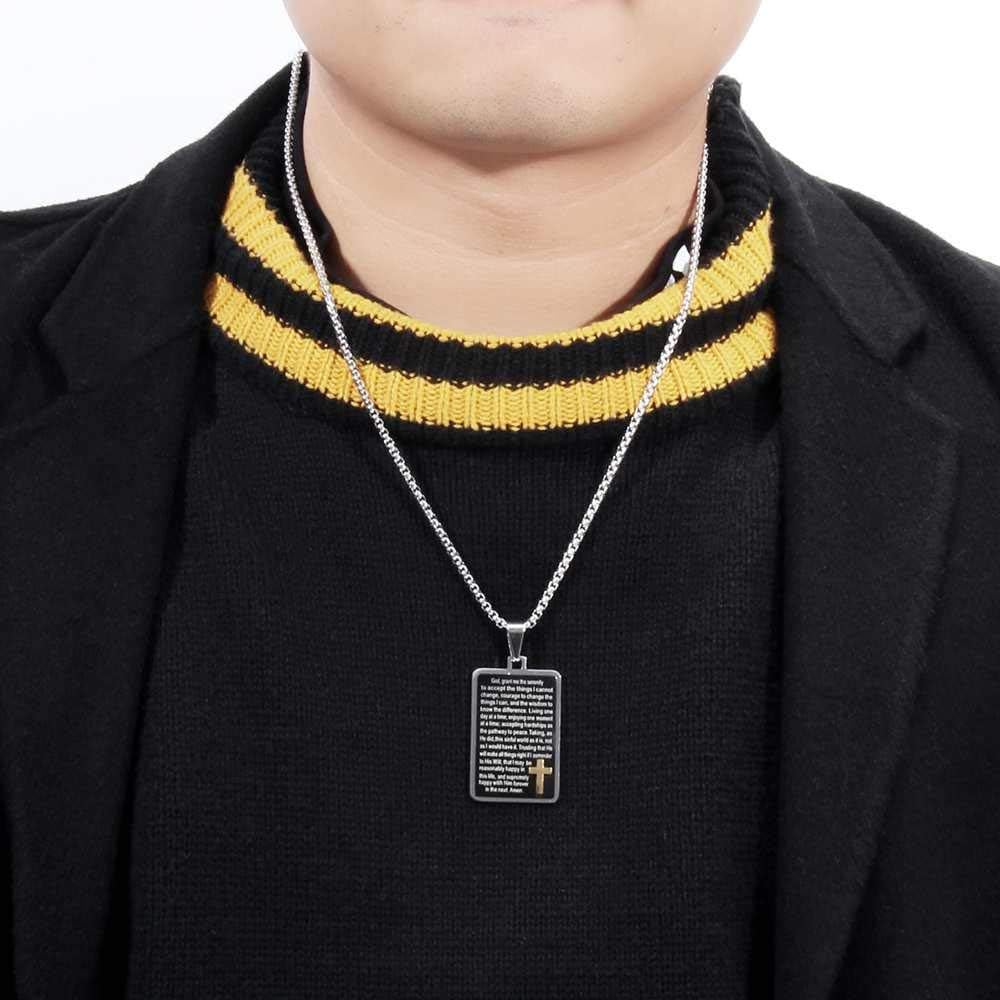 Jude Jewelers Stainless Steel Chrisitian Cross Bible Verse Serenity Prayer Religious Pendant Necklace - Image 5