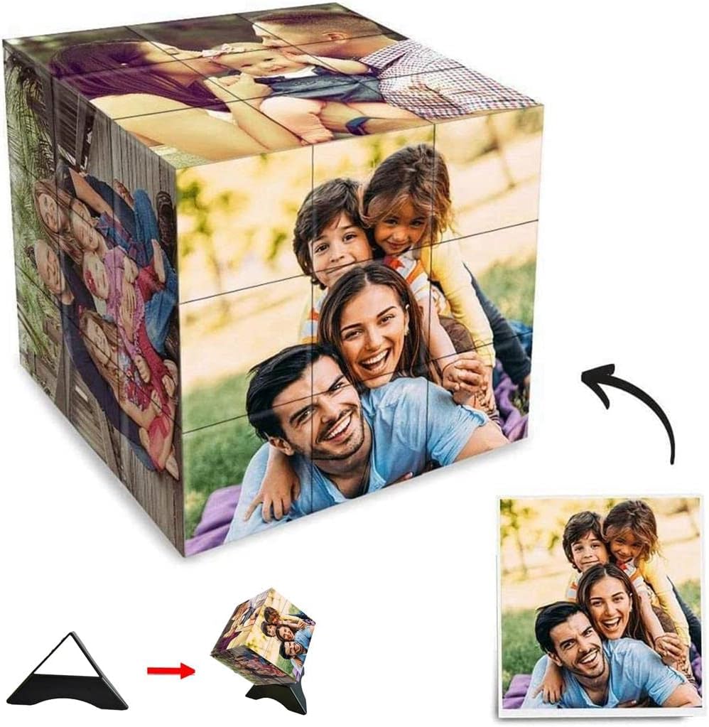 Personalized Custom Magic Cube,Customized Photo Cube,Multi Picture Photo Block Personalized Photo Puzzle for Pictures Cube for Love Friends Family Home Decoration (4x4x4)