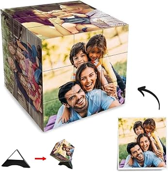 Personalized Custom Magic Cube,Customized Photo Cube,Multi Picture Photo Block Personalized Photo Puzzle for Pictures Cube for Love Friends Family Home Decoration 4x4x4