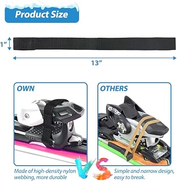 Ski Brake Retainer Straps - 4 Pcs Snowboard Brake Nylon Immobilization Bands, Skiing Aid Tool for Brake Hold-Down, 13 L x 1 W