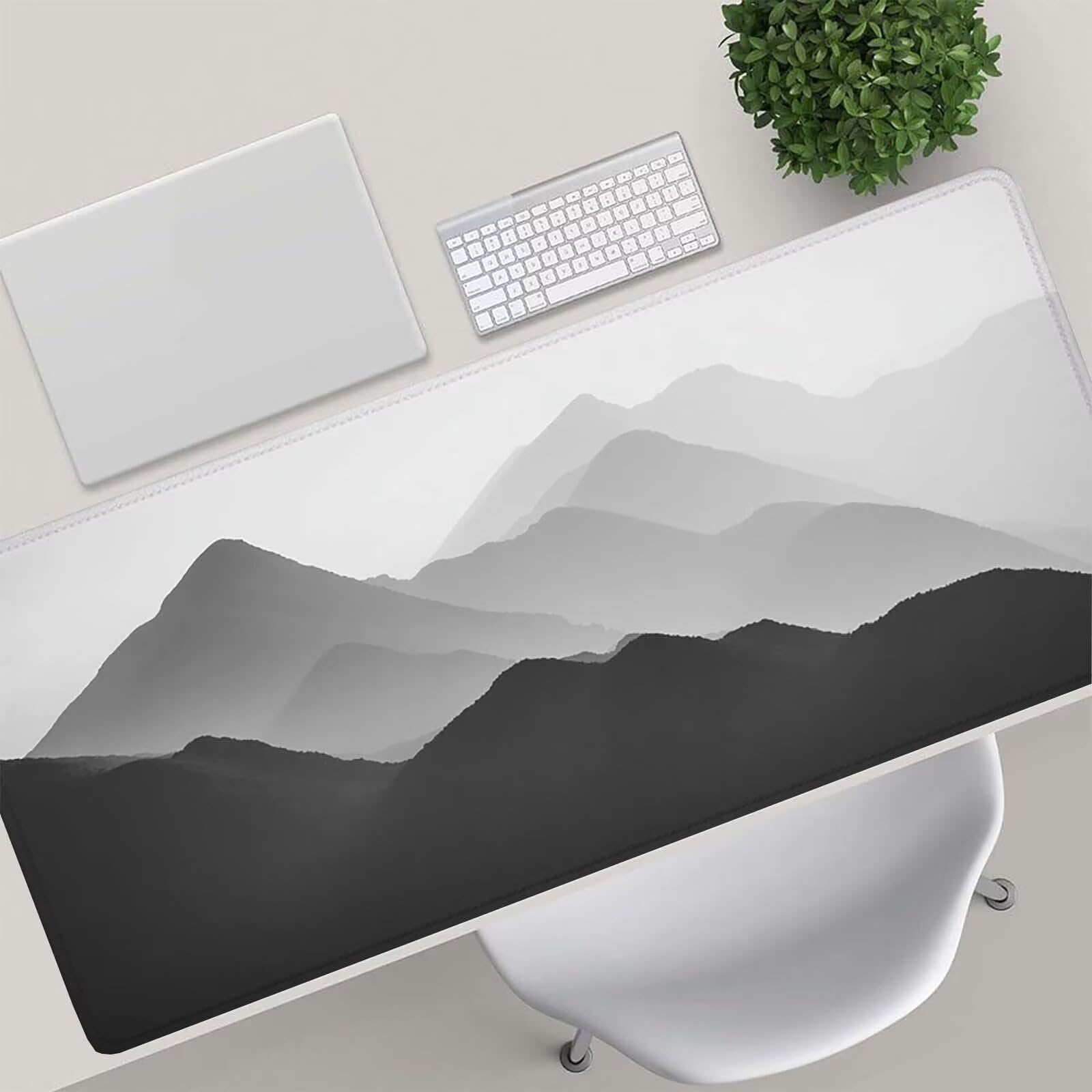 Tappetino Mouse Gaming, 1200x600mm Tappetino Mouse XXL bianco nero 0c0-258 | Mouse Pad Grande, Ottimizzato per i Sensori da Gioco, Migliora Precisione e Velocità, per Mac e PC, Paesaggio (2)
