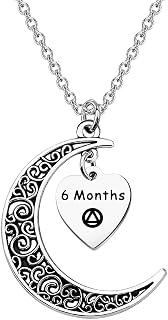 BEKECH AA Sobriety Anniversary Necklace 6 Month 1 Year 2 Year 3 Year Alcohol Addiction Recovery Gift for Stay Sober Warrior