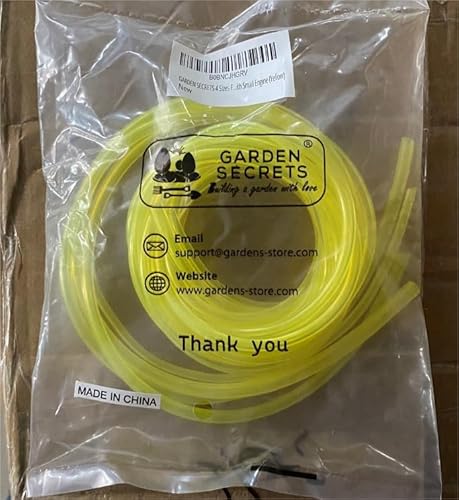 GARDEN SECRETS (4 Sizes) 2-Stroke Garden Power Tools Fuel Line Replacement Kit. Fuel Hose Fuel Tube for String Trimmer Chiansaw Blower Power Tools with Small Engine, Nitro Engine. (Yellow, 4ft each)