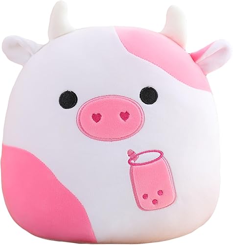 Miniatura 1 de jschoclatt Almohada de peluche de vaca de 14 pulgadas, juguete de peluche de vaca kawaii para abrazar, regalos para cumpleaños, niñas, niños, día de
