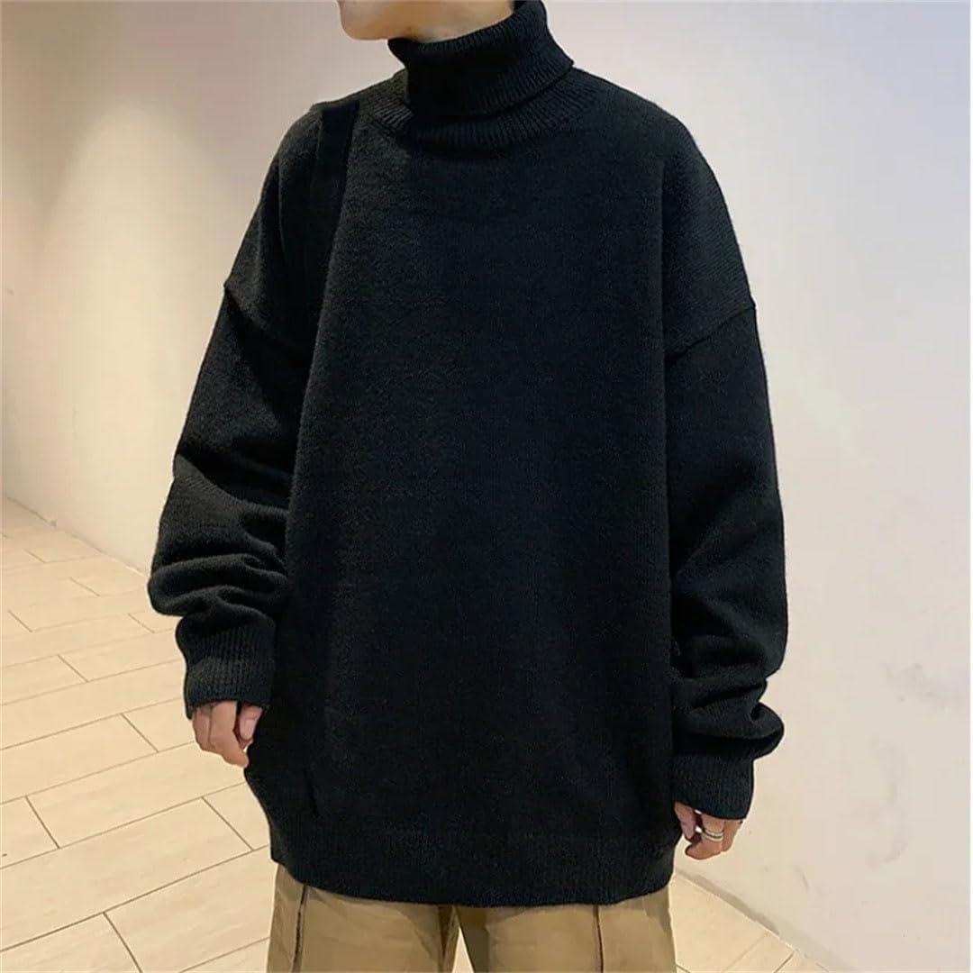 Men Knitted Warm Sweater Turtleneck Sweater Loose Pullovers Bottoming Shirt Pullovers Sweater
