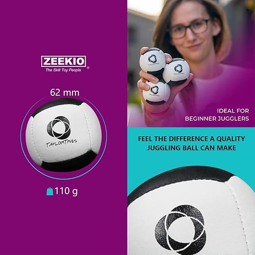 Miniatura 3 de Zeekio - Taylor Tries Signature - Juego de pelotas de malabarismo para principiantes, todos los niveles y todas las edades - Pelota de cuero