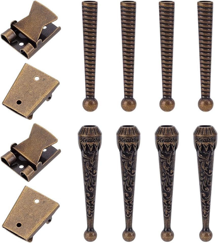 NBEADS 10 Pcs Bolo Tie Making Kit, Bolo Tie Tips Replacement Buckle Accessories with 8Pcs Alloy Cord End and 2 Pcs Iron Slide Clasps for Bolo Tie Making, Antique Bronze