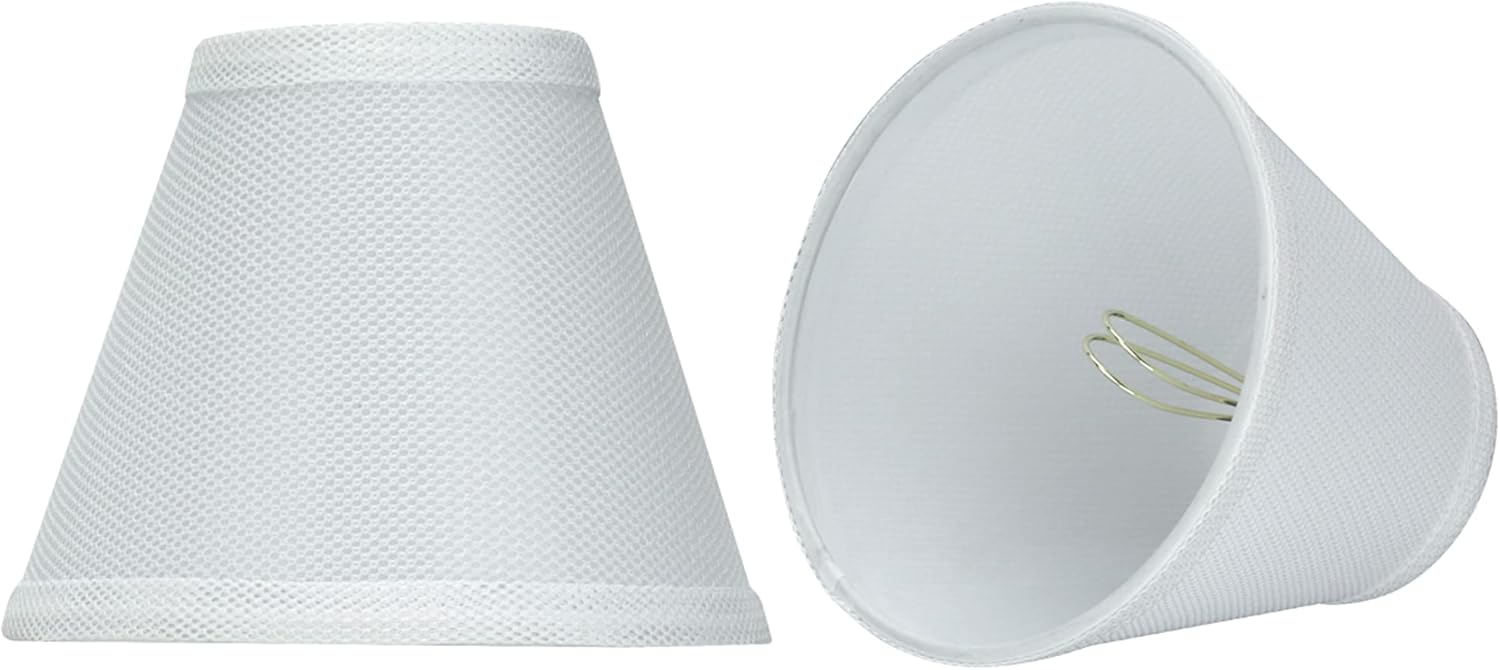 Aspen Creative 32107-2A, Hardback Empire Clip-On Chandelier Lamp Shade, White, 3" Top x 6" Bottom x 5" Slant Height, Set of 2