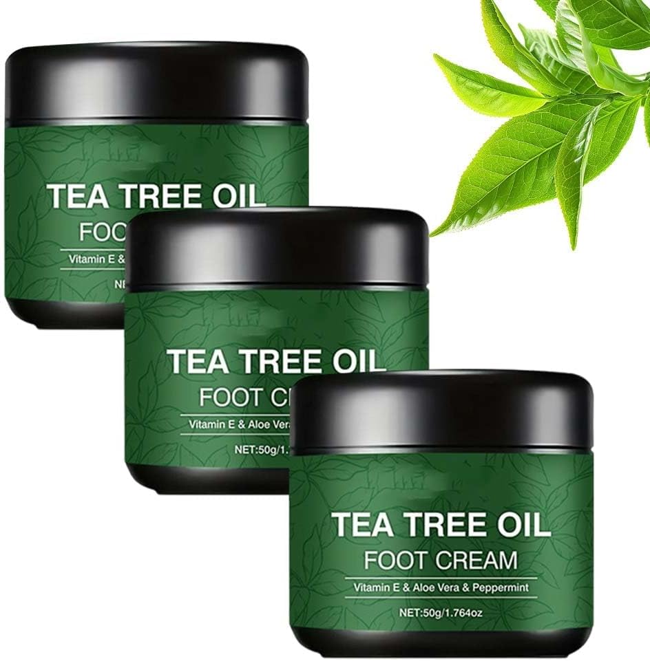 2026 New Tea Tree Oil Foot Cream, Tea Tree Foot Moisturizer for Dry Cracked Heels and Feet, Soften & Renew Dry, Rough Feet (2)