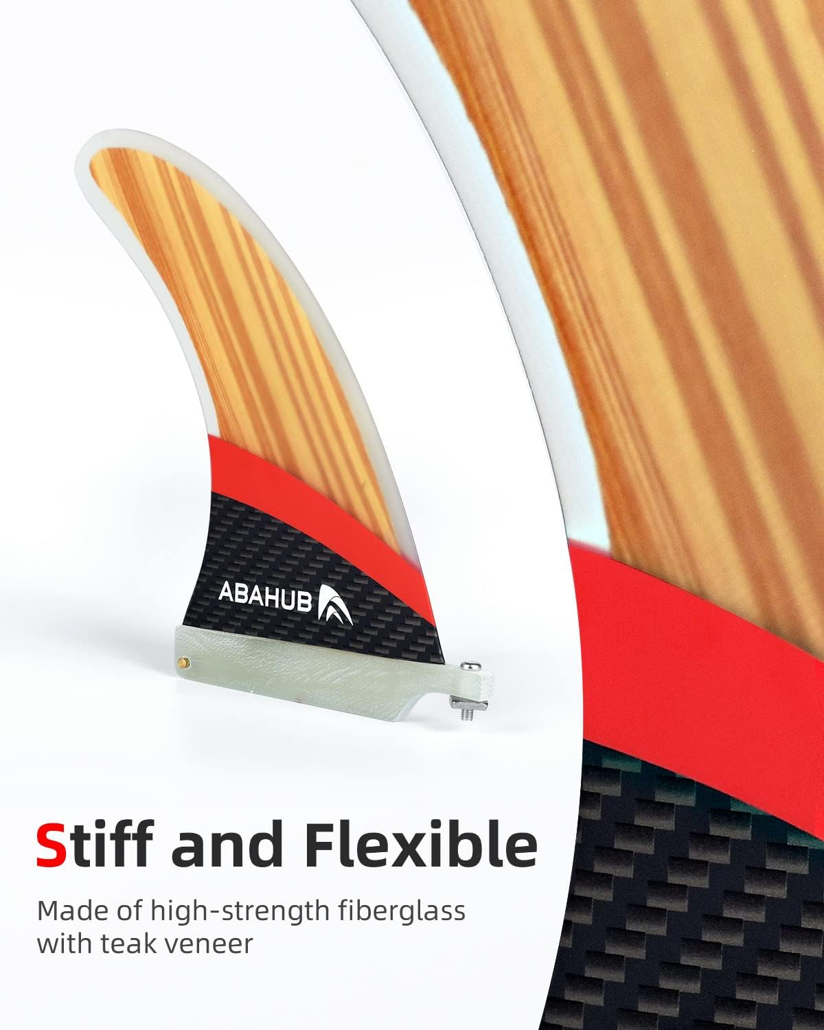 Abahub 8'' SUP Single Center Fin with 1 No Tool Fin Screw, Fiberglass Reinforeced 8 inch SUP Replacement Fins for Surfboard, Stand-up Paddle Board, Longboard, Black/Blue/White