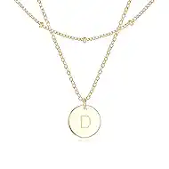 GNIRTSI Gold Layered Initial Necklaces for Women Satellite Chain Choker Disc Letter Y Coin Pendant 14K Gold Plated Minimalist Dainty Trendy Jewelry