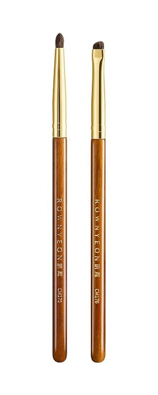 ROWNYEON Duo de Pincéis para Olhos CM175 + CM176 com Cerdas de Pelo de Pônei e Cabo de Bubinga, 2 Unidades