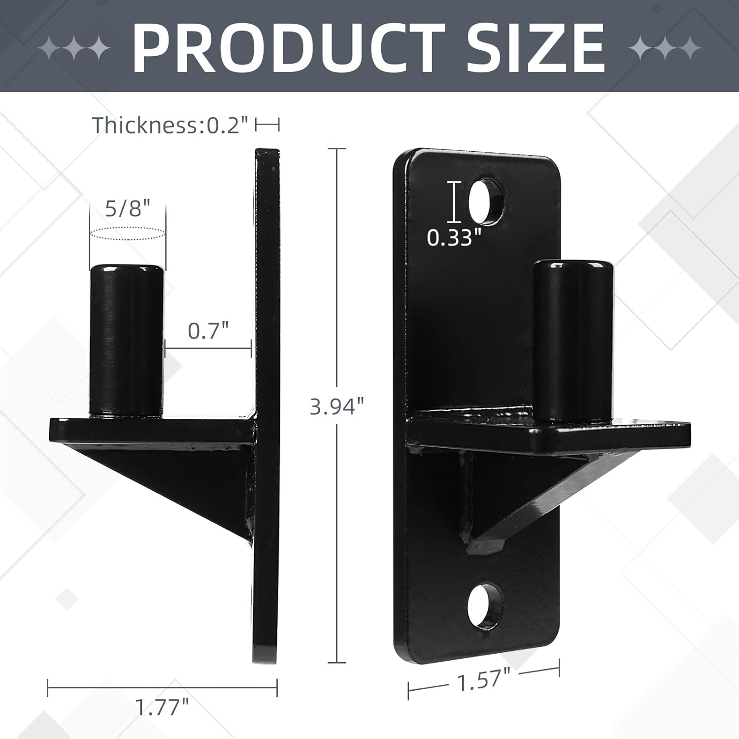 Wall Mount Gate Hinges, Black Farm Gate Hinge, 8 Pack Chain Link Fence Gate Hinge with 5/8 Hinge Pin (Screws Included), Heavy Duty Gate Hinges for Metal Gates Wooden Fences