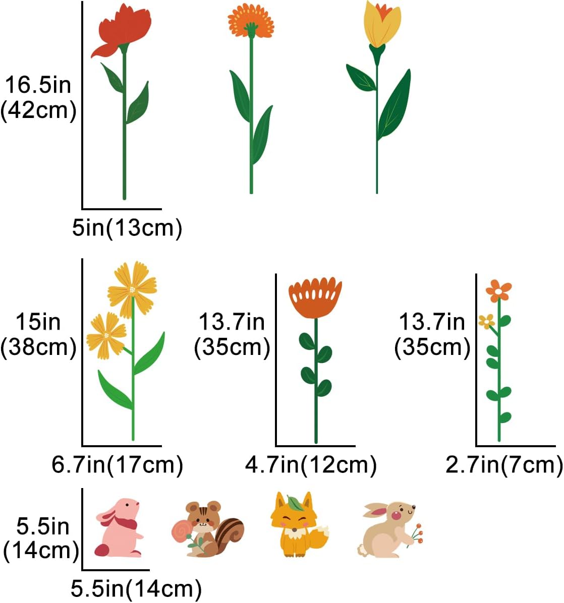 LOMILY Color Flowers Girls Room Wall Stickers Large,Girl Bedroom Wall Decals,Nursery Daycare Preschool Playroom Decals Peel and Stick Removable,Cute Wall Decors for Baby,Girls,Toddlers.