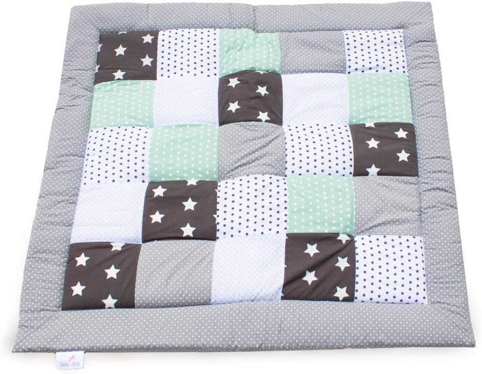 emma & noah Baby Play Mat, Warm & Soft Patchwork, Many Colours & Sizes, Ideal as Baby Blanket, Baby Quilt, Playmat, Padding for Crib (Mint, 140x140 cm)