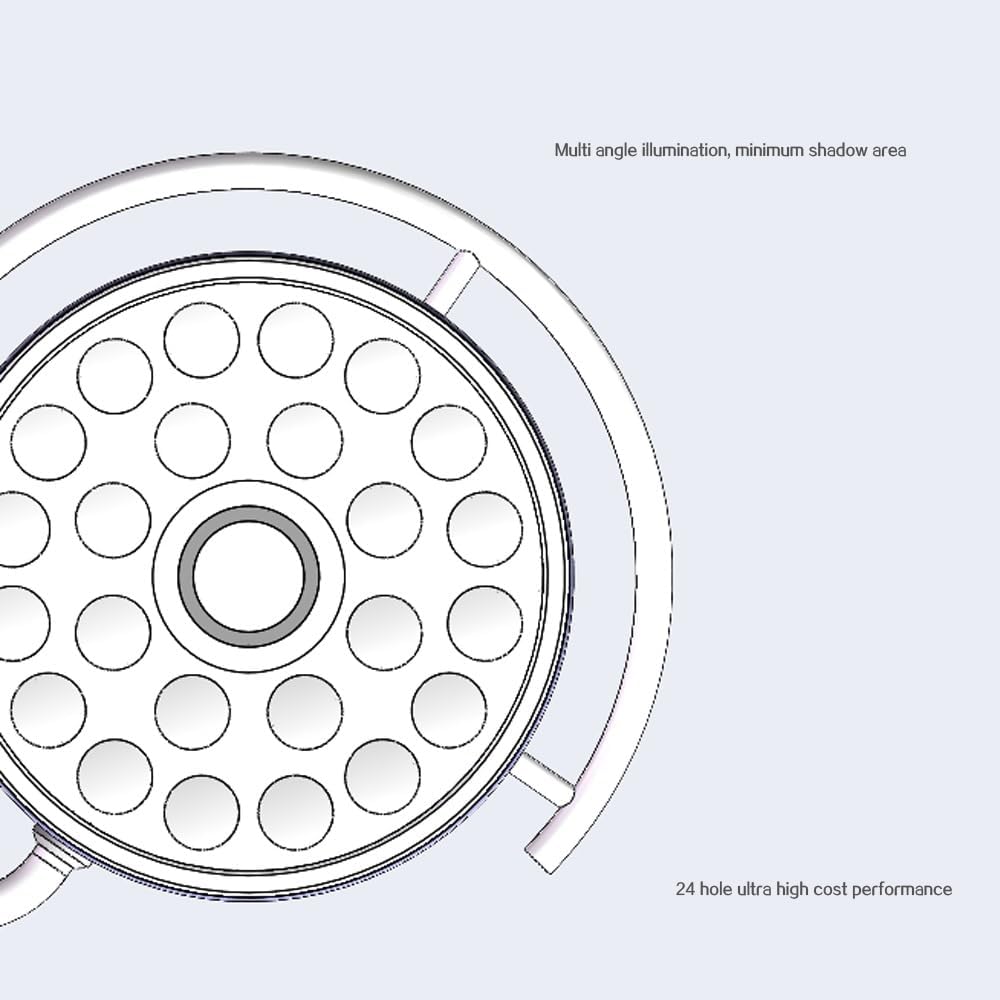 EustomA Wall Hanging LED Light 72W Shadowless Cold Lamp 180° Rotation Operating Exam Lamp 24 Holes LED Lens with Arm Brightness Adjustable LD-Z300-24B