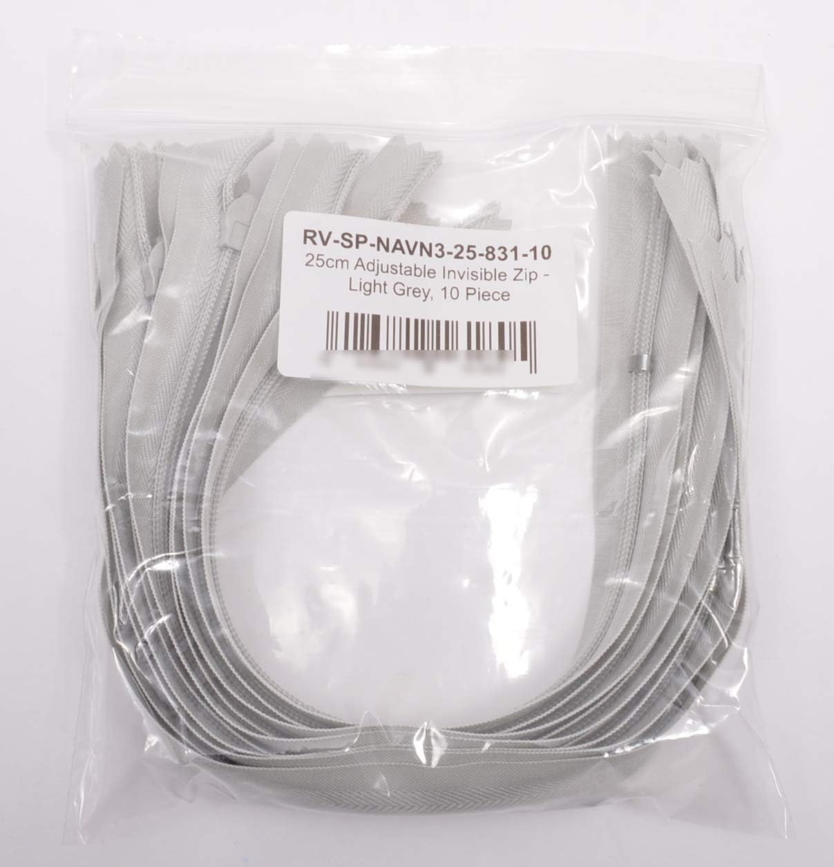 Trimz Adjustable Invisible Zip, Light Grey, 25cm - Image 5