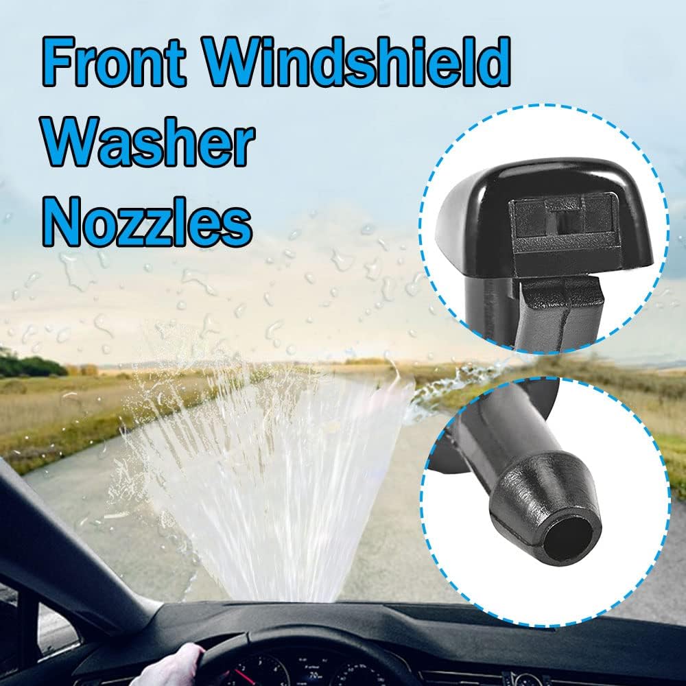 Front Windshield Washer Nozzles, Replaces OEM #55157323AA, 55157352AA | 55372143AB, 68260443AA, 55079049AA, 15247800, Front Windshield Washer Nozzle Wiper Spray Kit Fit for Grand Cherokee Malibu