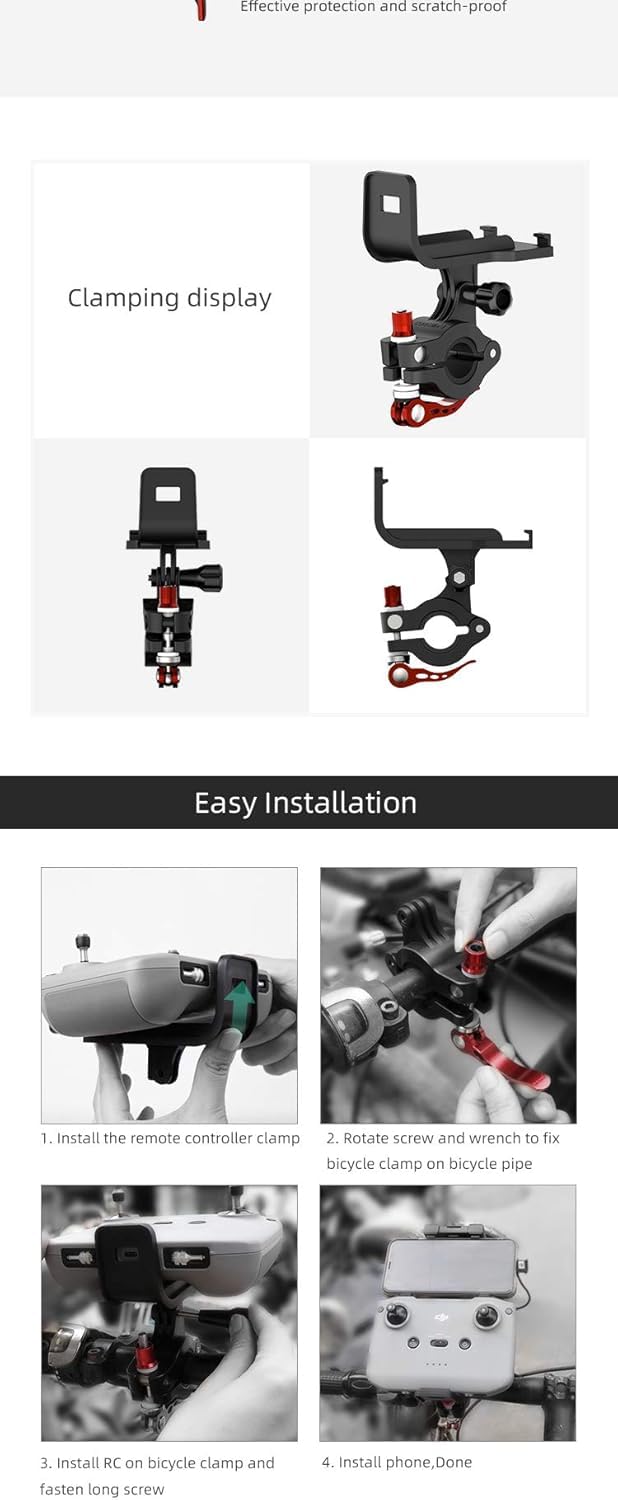 LHSUNITE Bike mount for RC-N3/2/1, remote control mount for DJI FLIP/NEO/Mini 4K/Mavic Mini 2/Mini 2 SE - Image 4
