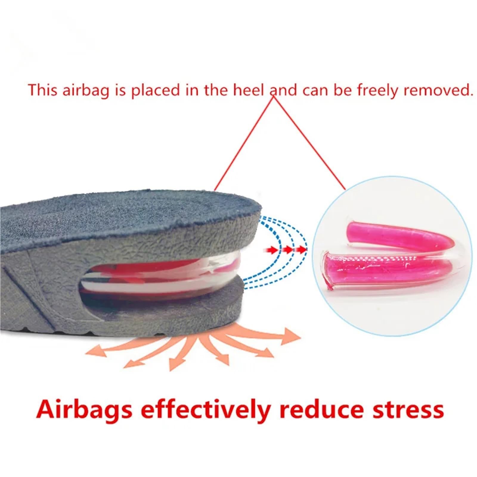 Plantillas Altura Hombre Plantilla for aumentar la altura de 3 a 9 cm con cojín aire, soporte for zapatos más altos, almohadilla absorbente ajustable(Full pad Height 9cm)