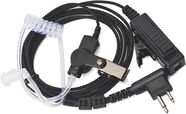 HYS Covert Acoustic Tube Security Bodyguard Earpiece Headset PTT Mic Compatible With Motorola CP040 DP1400 GP68 GP88 GP300 CT150 Pro1150 Hyera Midland 2 Way Radio