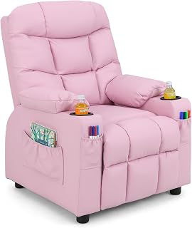 Costzon Kids Recliner with Cup Holder, Pink