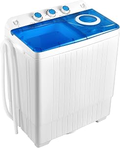 Giantex Portable Washing Machine, 2 in 1 Washer and Spinner Combo, 26lbs Capacity 18 lbs Washing 8 lbs Spinning, w/Timer Control, Built-in Drain Pump
