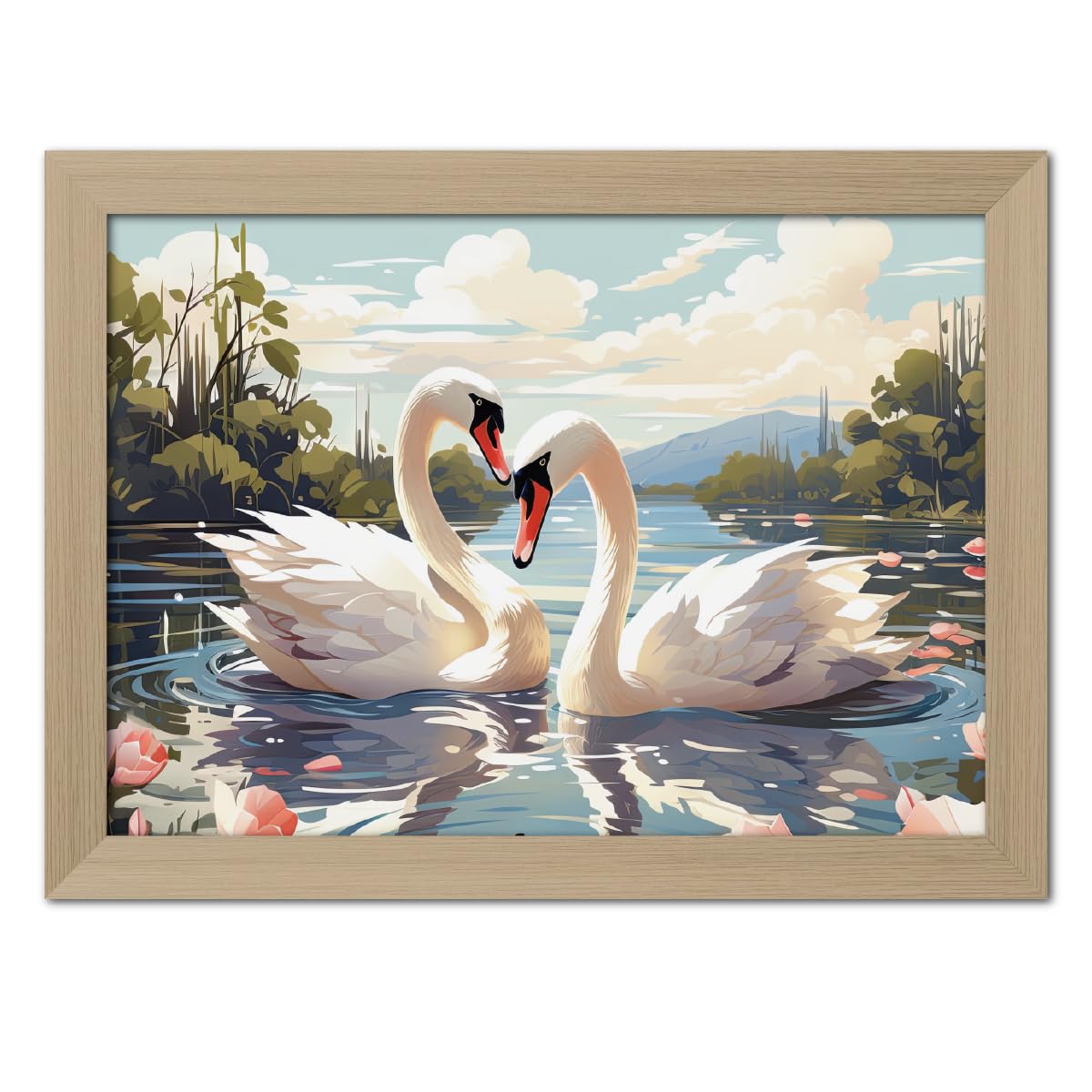 TenorArts Lucky Swan Love Birds Couple Abstract Modern Art Framed Aesthetic Wall Painting with White Wooden Texture for Living rooms Bedroom Office - Wall Paintings/Hangings (12inches x 9inches) (B0CTZMQQ3B) Amazon Price History, Amazon Price Tracker
